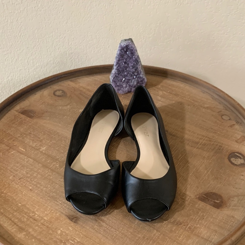 Nine West Black Peep-Toe Flats